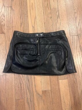 Urban Outfitters Black Faux Leather Mini Skirt with Front Pocket Detail